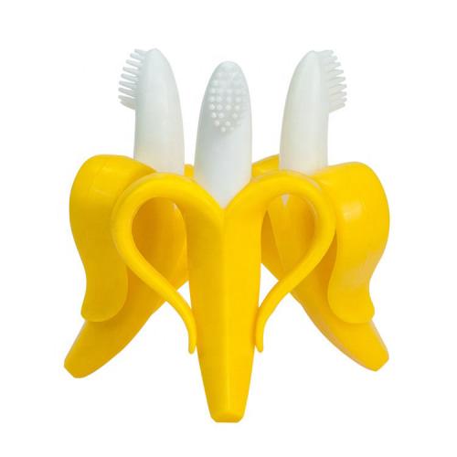 groothandelsprijs banaan baby siliconen tandenborstel bijtring speelgoed voor kinderen
